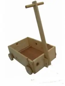 עגלה נגררת עם ידית מוט מעץ